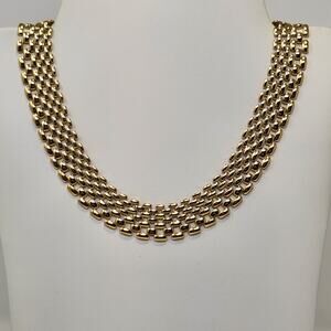 Napier Wide Link Gold Tone Collar Necklace Vintage Costume Jewelry Statement